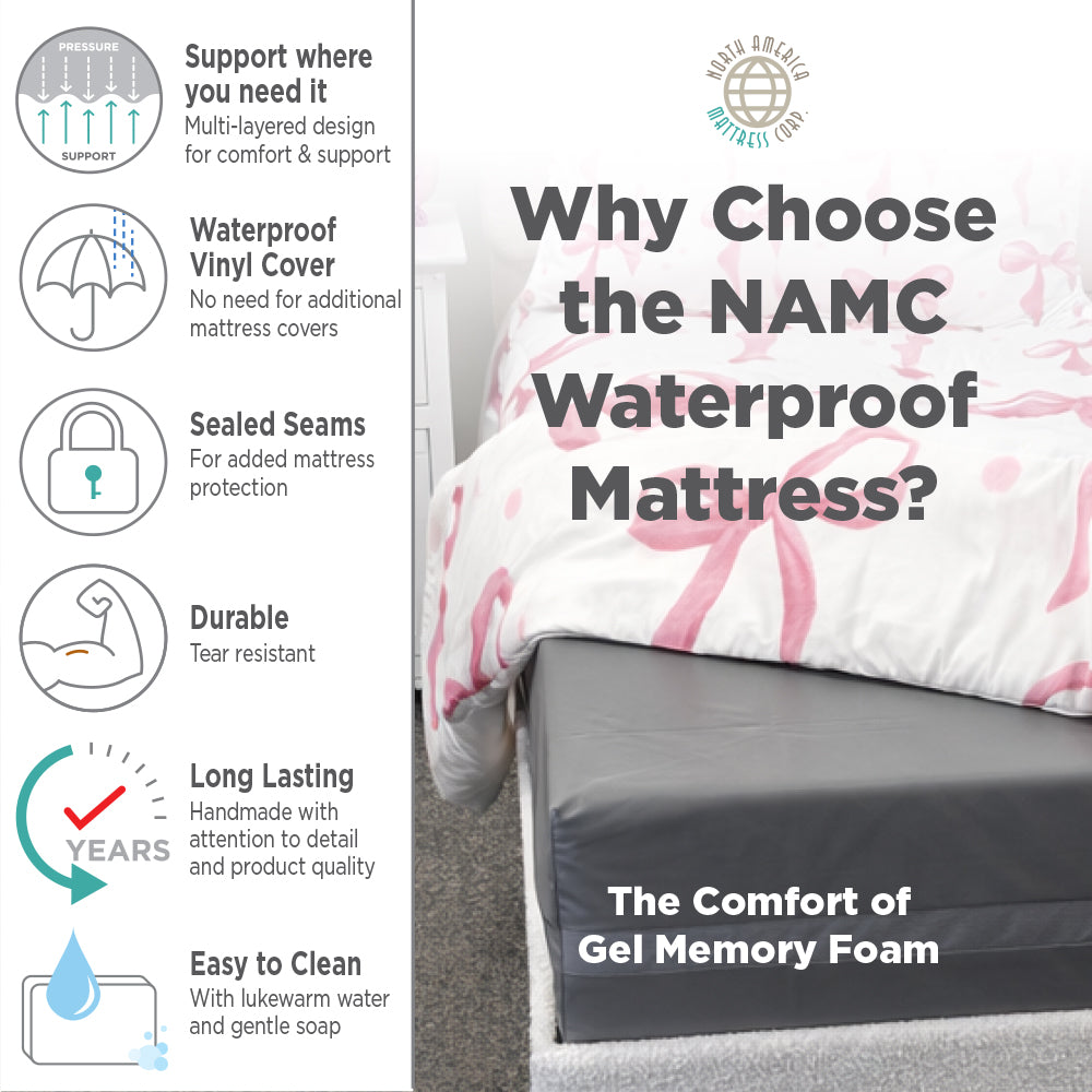 Gel Memory Foam Waterproof Mattress for Nursing & Home Care